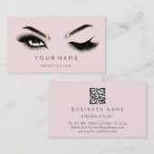Golden Eyelash Brows Microblading QRCODE Logo Roze Visitekaartje (Voorkant / Achterkant)