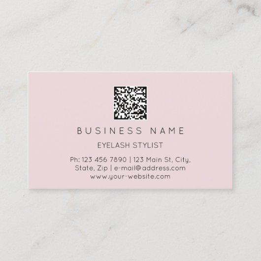 Golden Eyelash Brows Microblading QRCODE Logo Roze Visitekaartje (Achterkant)
