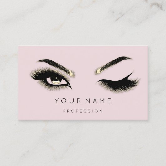 Golden Eyelash Brows Microblading QRCODE Logo Roze Visitekaartje (Voorkant)