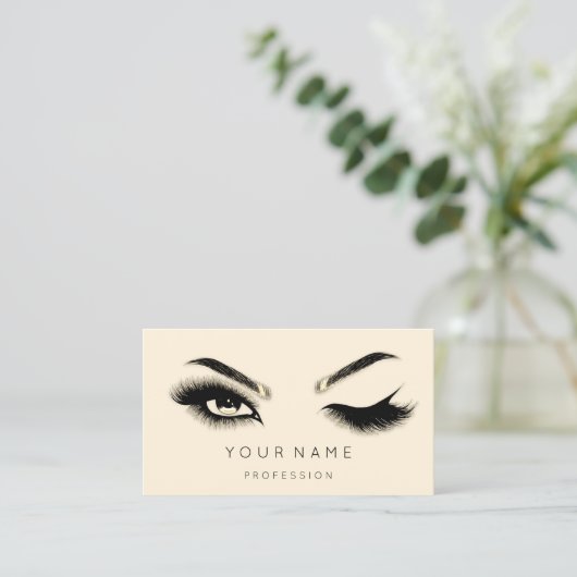 Golden Eyelash Brows Microblading QRCODE Yellow Visitekaartje (Staand voorkant)