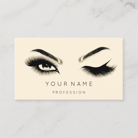 Golden Eyelash Brows Microblading QRCODE Yellow Visitekaartje (Voorkant)