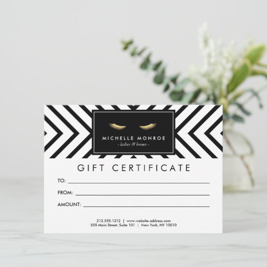 Golden Eyelashes met patrooncadeaubon (Staand voorkant)