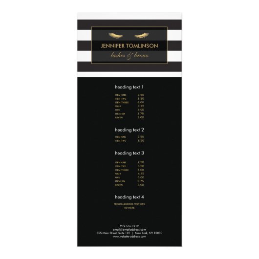 Golden Eyelashes met zwarte en witte strepen Reclamekaart (Voorkant)