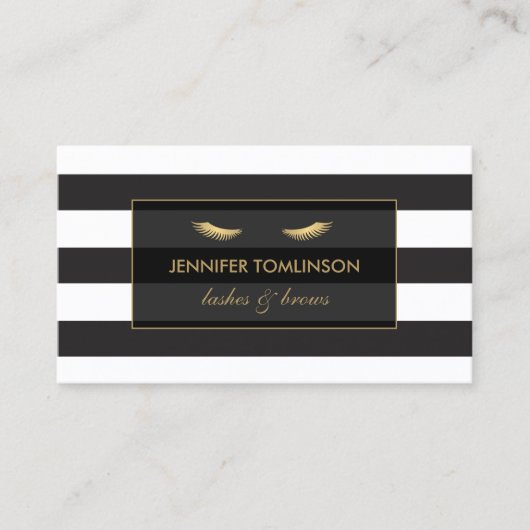 Golden Eyelashes met zwarte en witte strepen Visitekaartje (Voorkant)