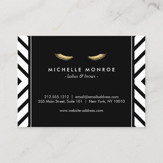 Golden Eyelashes Mod Pattern Salon Aftercare Kaart Visitekaartje (Achterkant)
