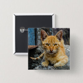 Golden Eyes Vierkante Button 5,1 Cm