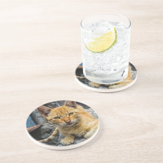 Golden Eyes Zandsteen Onderzetter (Zijkant)