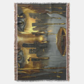 Golden Face Surrealist City Urban Digital Art Deken (Voorkant Verticaal)