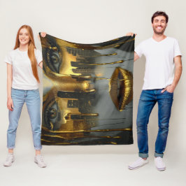 Golden Face Surrealist City Urban Digital Art Fleece Deken
