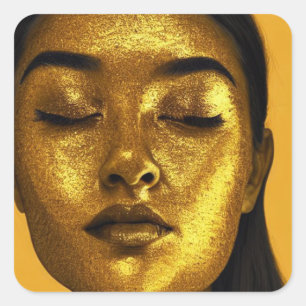 Golden Face Vierkante Sticker