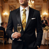 Golden Faceted Crystal Geometric Stropdas