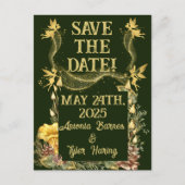 Golden Fairies Forest Wedding Save-the-Date Briefkaart (Voorkant)
