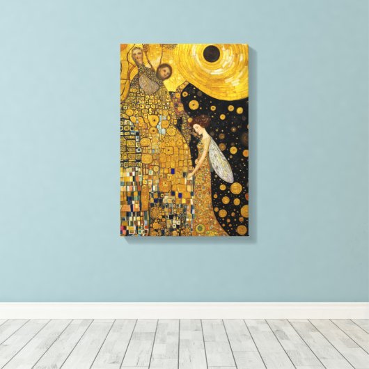 Golden Fairy Dream beroemd gemaakt door Klimt-Insp Canvas Afdruk (Insitu (Houten vloer))