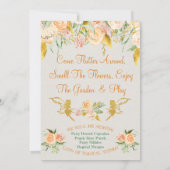 Golden Fairy Floral Birthday Invitation Kaart (Achterkant)