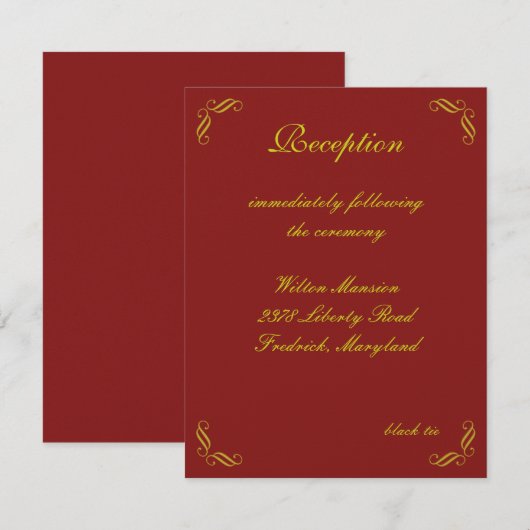 Golden Fairy Tale Reception Card (rood) Kaart (Voorkant / Achterkant)