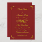 Golden Fairy Tale Save the Date (red) (Voorkant / Achterkant)