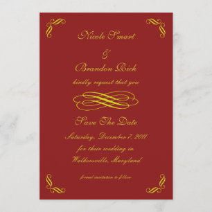 Golden Fairy Tale Save the Date (red)