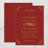 Golden Fairy Tale Save the Date (red) (Voorkant / Achterkant)