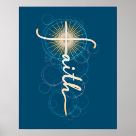 Golden Faith Cross Poster