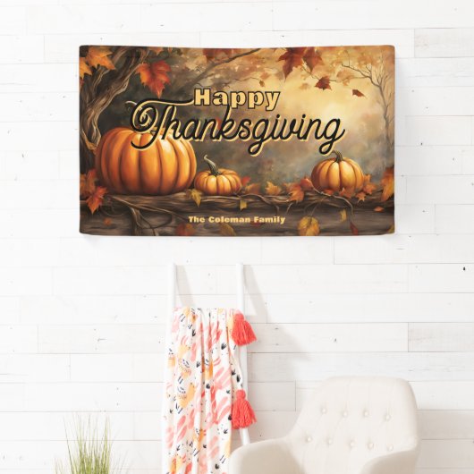 Golden Fall Forest Orange Pumpkins Thanksgiving Spandoek (Insitu)