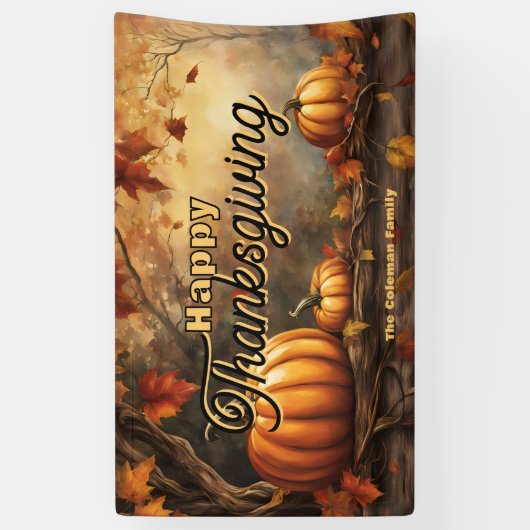 Golden Fall Forest Orange Pumpkins Thanksgiving Spandoek (Verticaal)