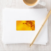 Golden Fall Leaves Achtergrond Etiket (Insitu)