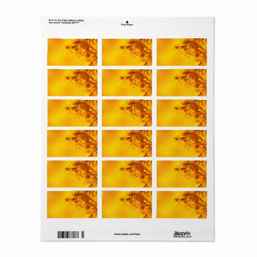 Golden Fall Leaves Achtergrond Etiket (Full Sheet)