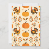 Golden Fall Leaves & Turkeys Thanksgiving Diner Kaart (Achterkant)