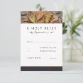 Golden Fall Leaves Wedding RSVP Kaart (Staand voorkant)