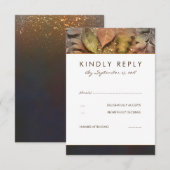 Golden Fall Leaves Wedding RSVP Kaart (Voorkant / Achterkant)