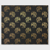 Golden Fantasy dragon party wrapting paper Cadeaupapier (Vlak)