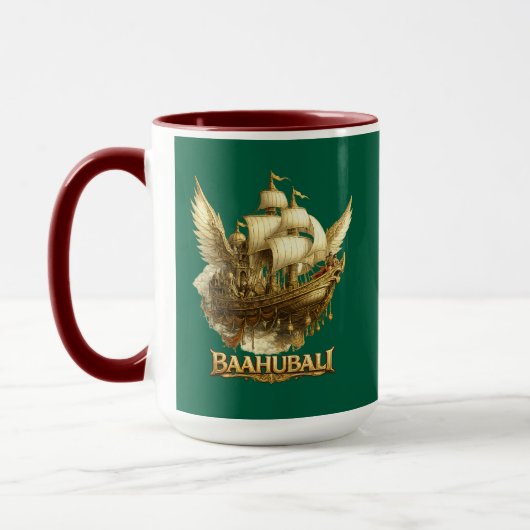 Golden Fantasy Flying Ship Art Combo Coffee Mug Mok (Links)
