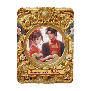 Golden Faux Chinees Carving Lijst Magneet