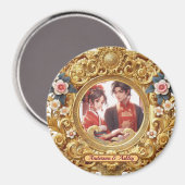 Golden Faux Chinees Carving Lijst Magneet (Voorkant / Achterkant)
