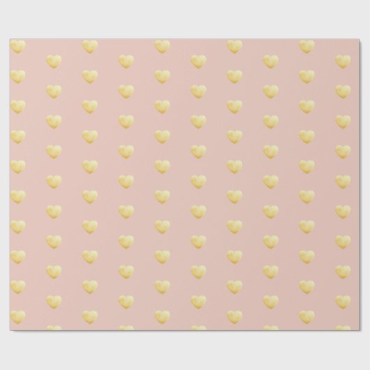 Golden Faux Folie Harten Patroon op Blush Pink Cadeaupapier (Vlak)