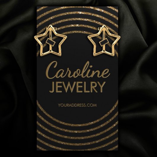 Golden Faux Folie Outline Circle Earring Display Visitekaartje