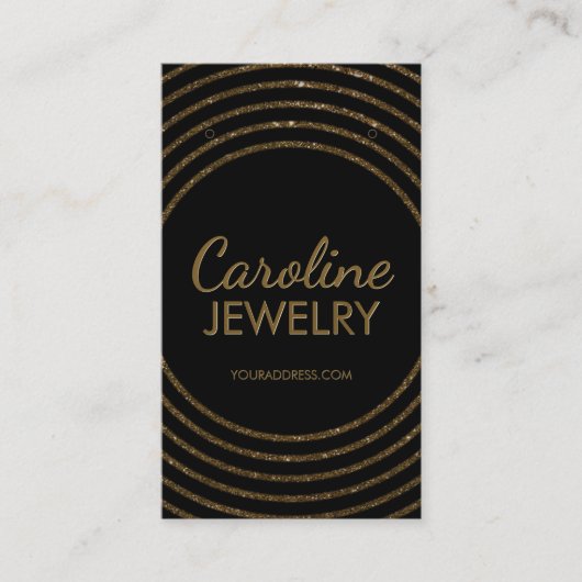 Golden Faux Folie Outline Circle Earring Display Visitekaartje (Voorkant)