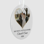 Golden Faux Glitter Custom Eerste Kerstmis Getrouw Ornament (voorkant)