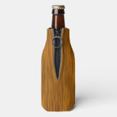 Golden Faux Rough Wood Background Flesjeskoeler (Fles Achterkant)