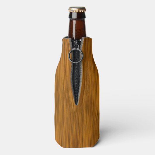 Golden Faux Rough Wood Background Flesjeskoeler (Fles Achterkant)