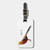 Golden fazant vogel cartoon illustratie bagagelabel (Voorkant verticaal)