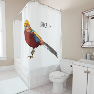 Golden fazant vogel cartoon illustratie douchegordijn
