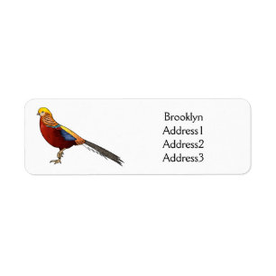 Golden fazant vogel cartoon illustratie etiket