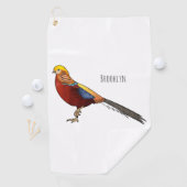 Golden fazant vogel cartoon illustratie golfhanddoek (Insitu)