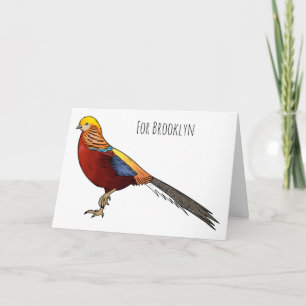 Golden fazant vogel cartoon illustratie kaart