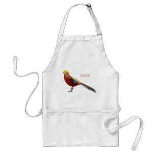 Golden fazant vogel cartoon illustratie standaard schort