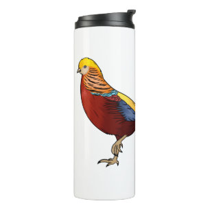 Golden fazant vogel cartoon illustratie thermosbeker