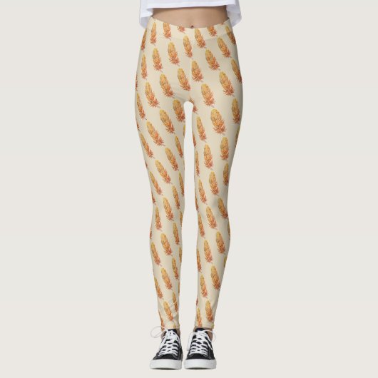 Golden Feather Art aangepaste Leggings (Voorkant)