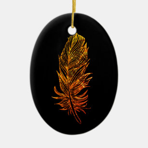 Golden Feather Art Ovaal Ornament