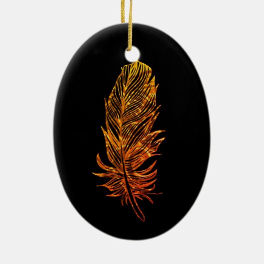 Golden Feather Art Ovaal Ornament (Achterkant)